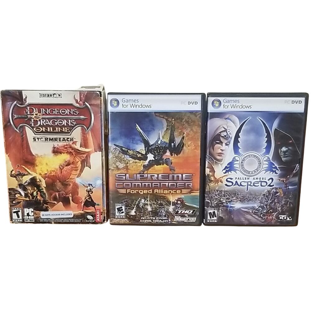 Lot of Windows PC Video Games Dungeons & Dragons, Supreme Commander, & Sacred 2
